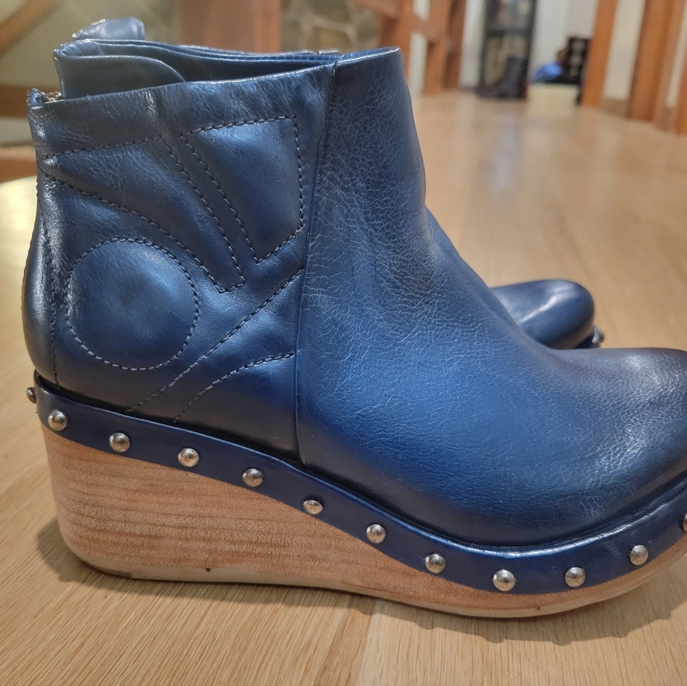 New A.S.98 Oceanic Blue Wedge Ankle Boots 37